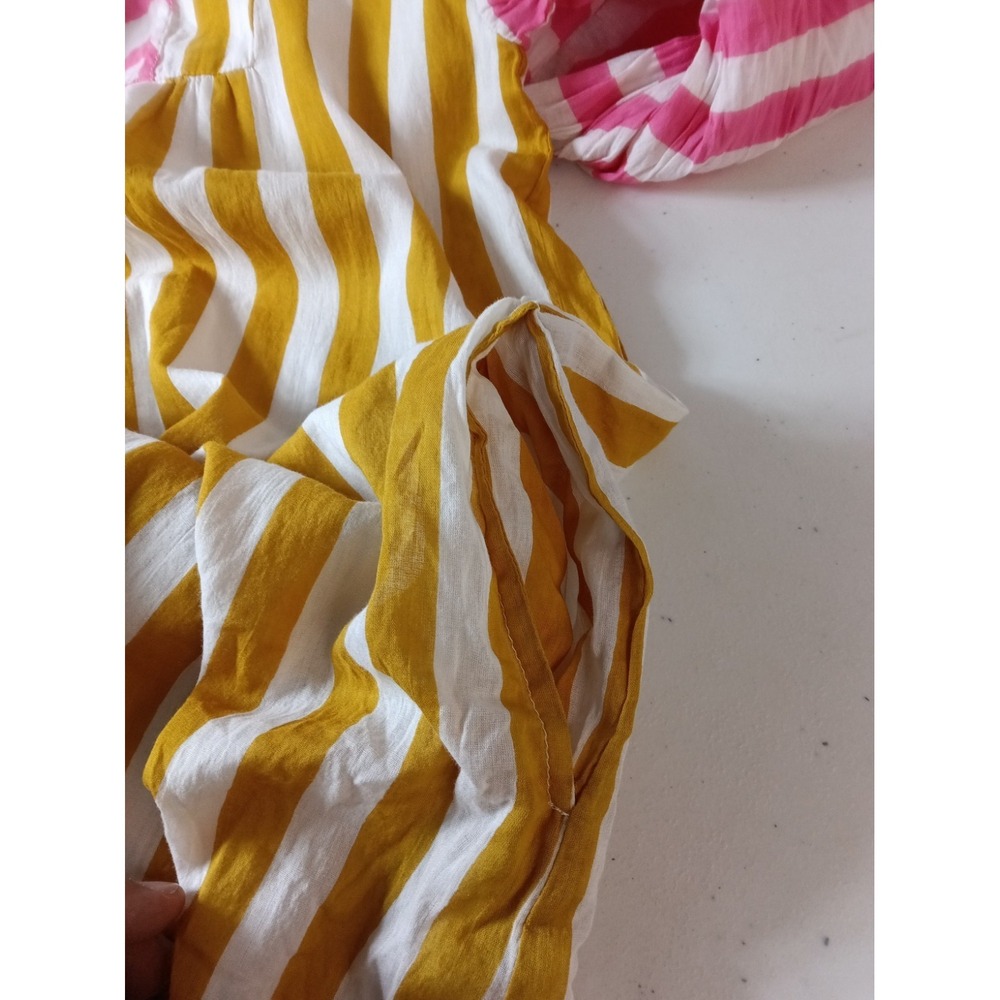 Sunshine Tienda Pink Yellow striped 3/4 Resort Tropical Beach S maxi dress - Picture 7 of 12